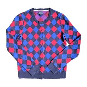 Tommy Hilfiger Pima Cotton Argyle Button Cardigan Sweater Womens Small S Preppy